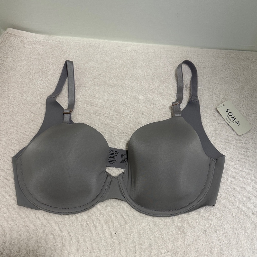 **NEW** Soma Vanishing 360 Perfect Coverage Bra - Color: Castle Gray - Size: 34D